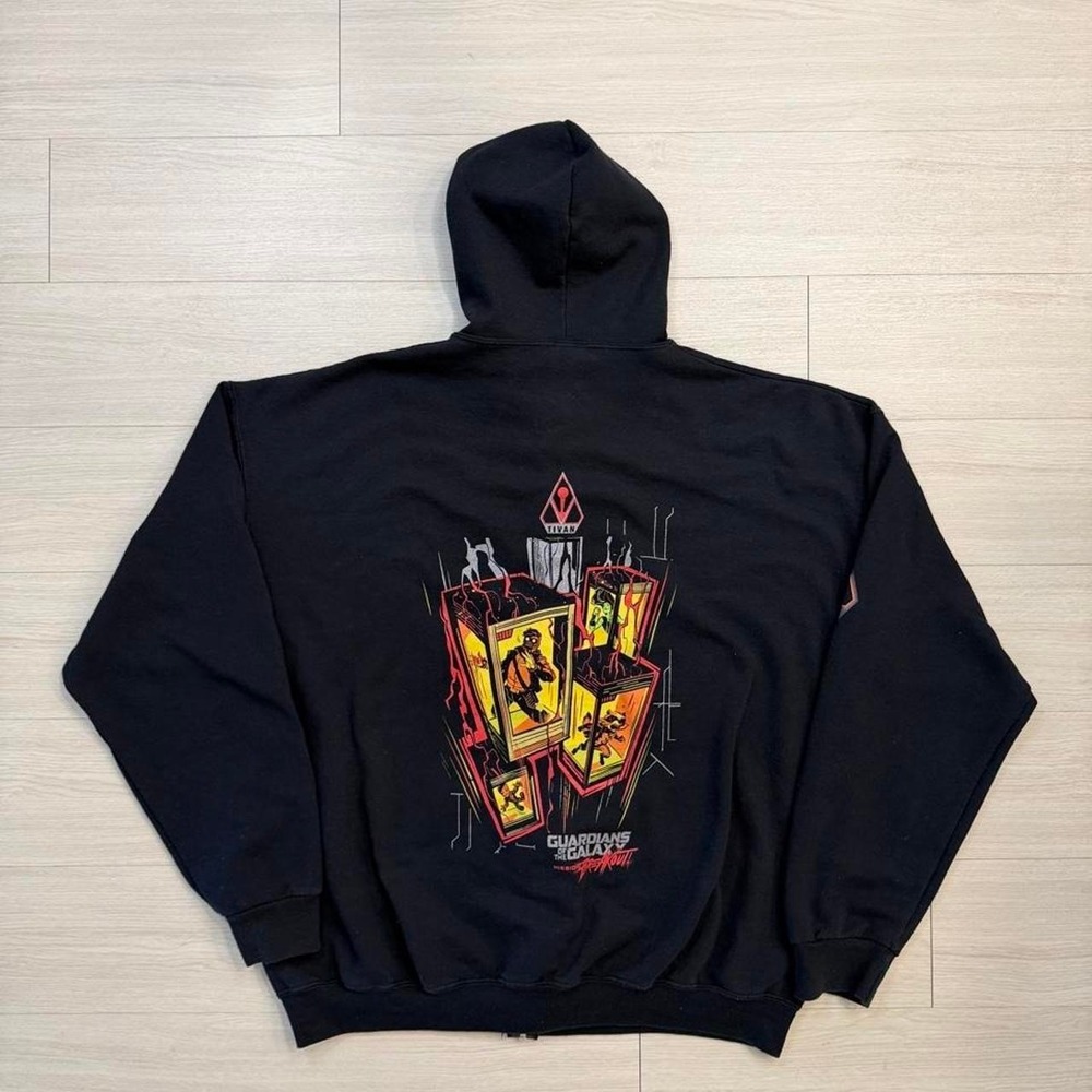 Disney Guardians Of The Galaxy Mission Breakout Black Full Zip Hoodie Unisex XXL